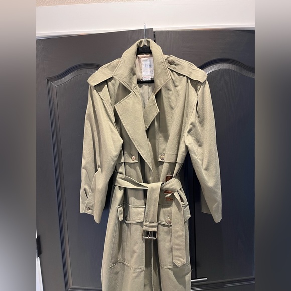 Together green women’s trench coat size 12 - Picture 4 of 5